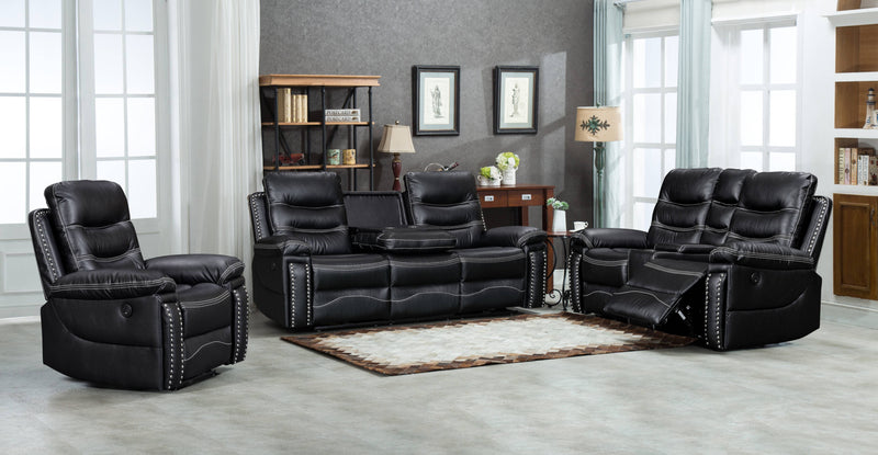 Brisny 3 Piece Recliner Couch Set - Black