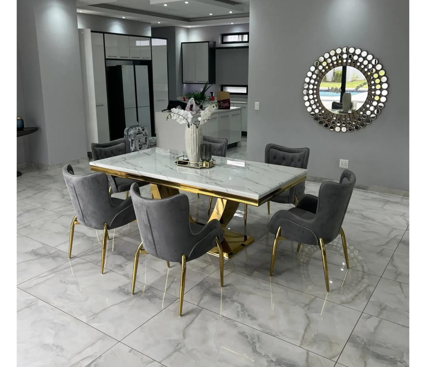 Shinzi Gold 6 Seater Dining Set