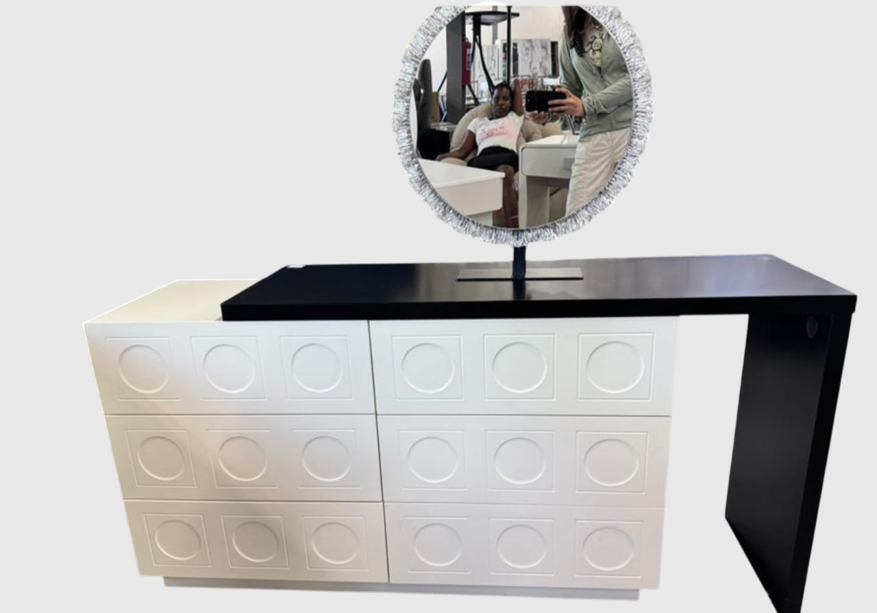 Crystal Mirror 6 Drawers Dressing Table