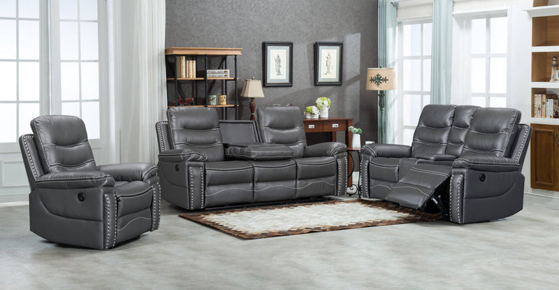 Brisny 3 Piece Recliner Couch Set - Grey