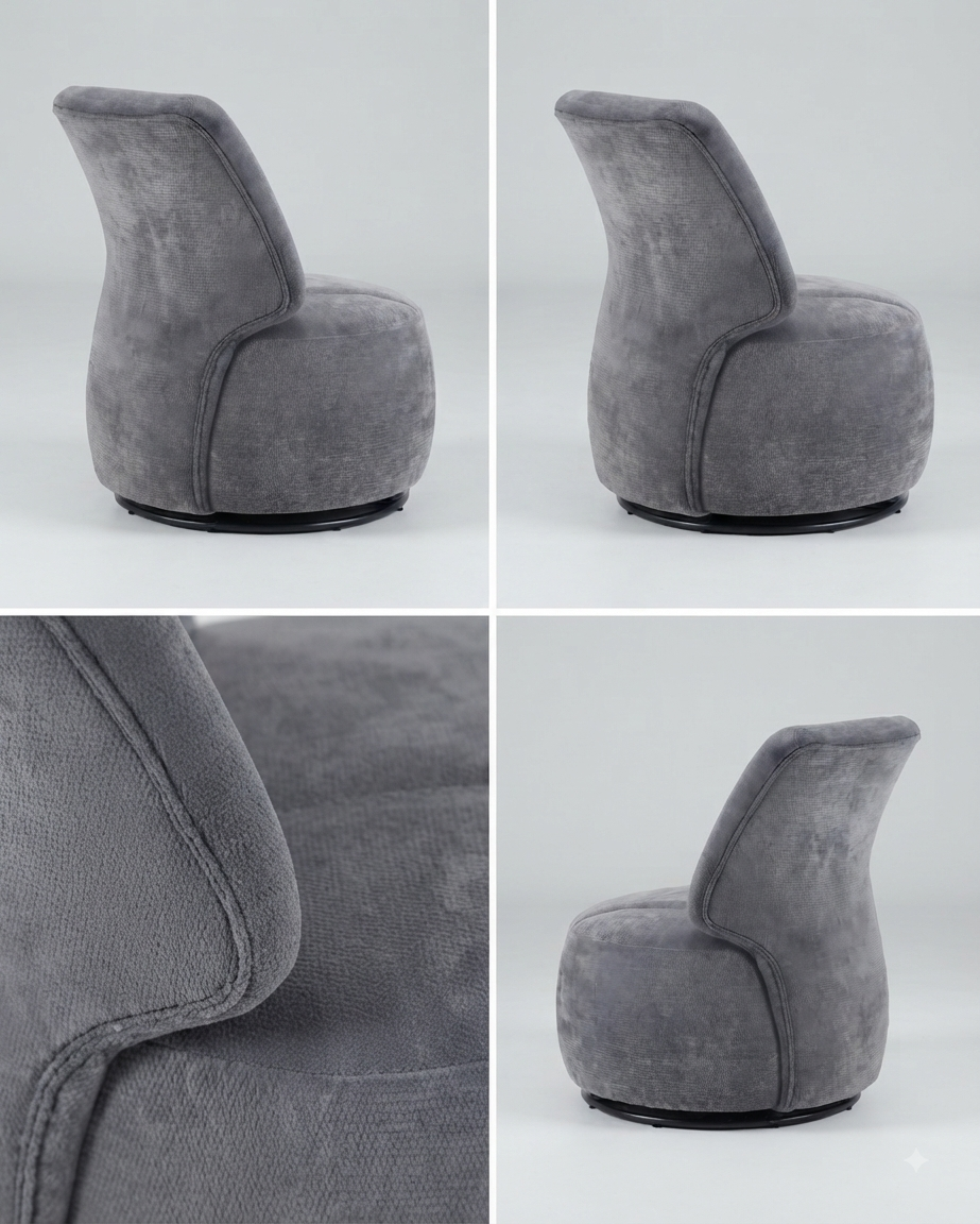 Modern Upholstered Swivel Accent Chair with Curved Backrest