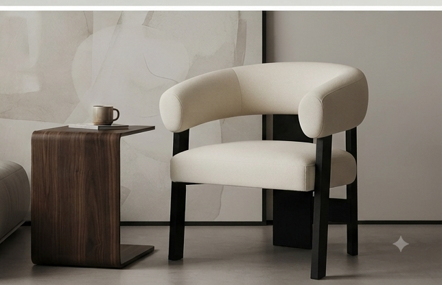 Modern Upholstered Accent Armchair with Wrap-Around Backrest