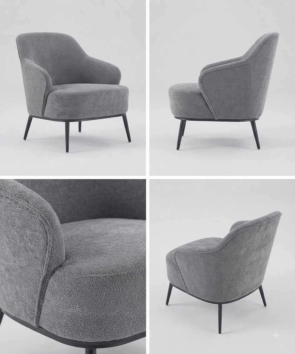 Modern Upholstered Accent Armchair with Slender Base