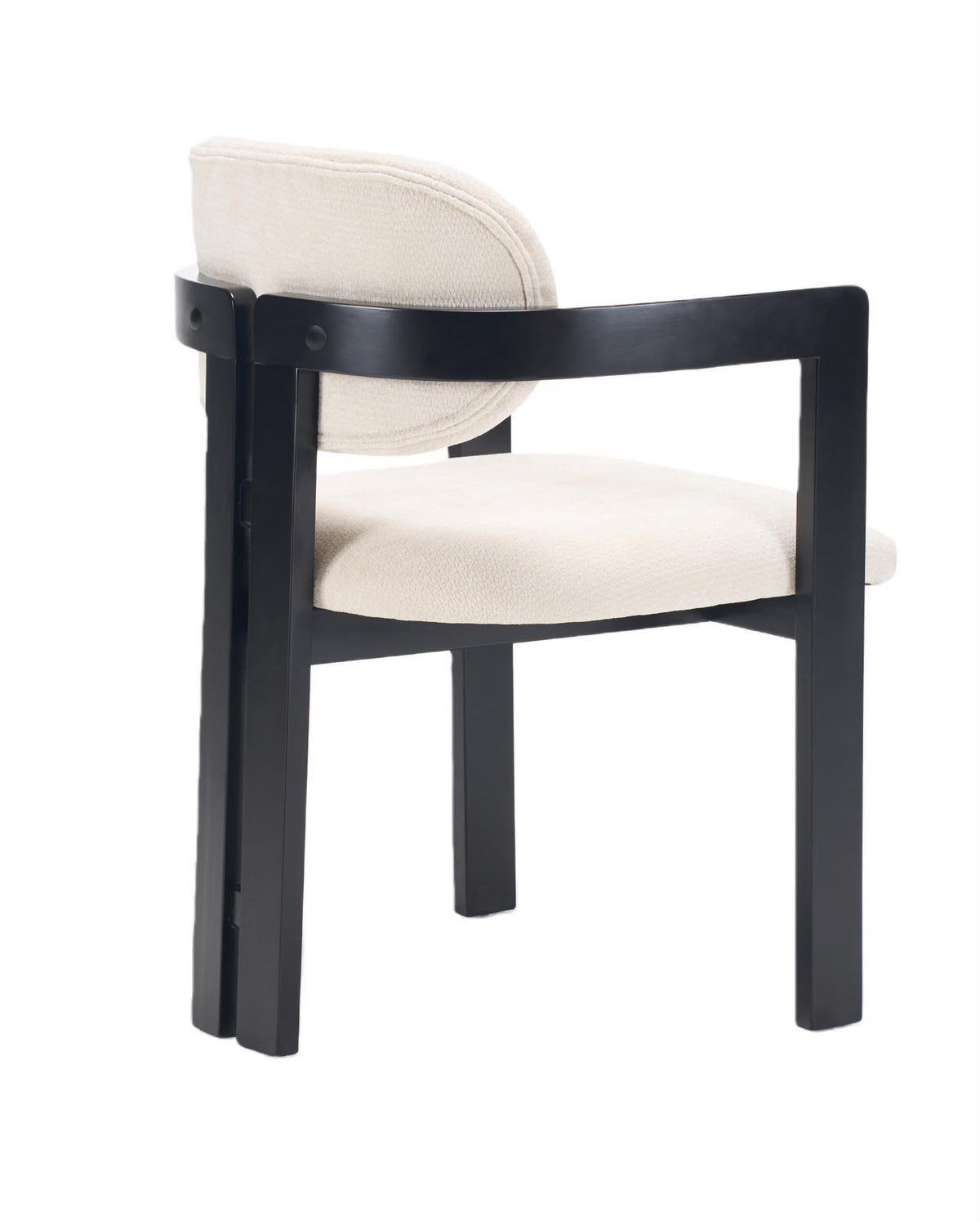 Modern Accent Chair with Curved Wooden Frame and Upholstered Cushion – view 8 – Santorini Store