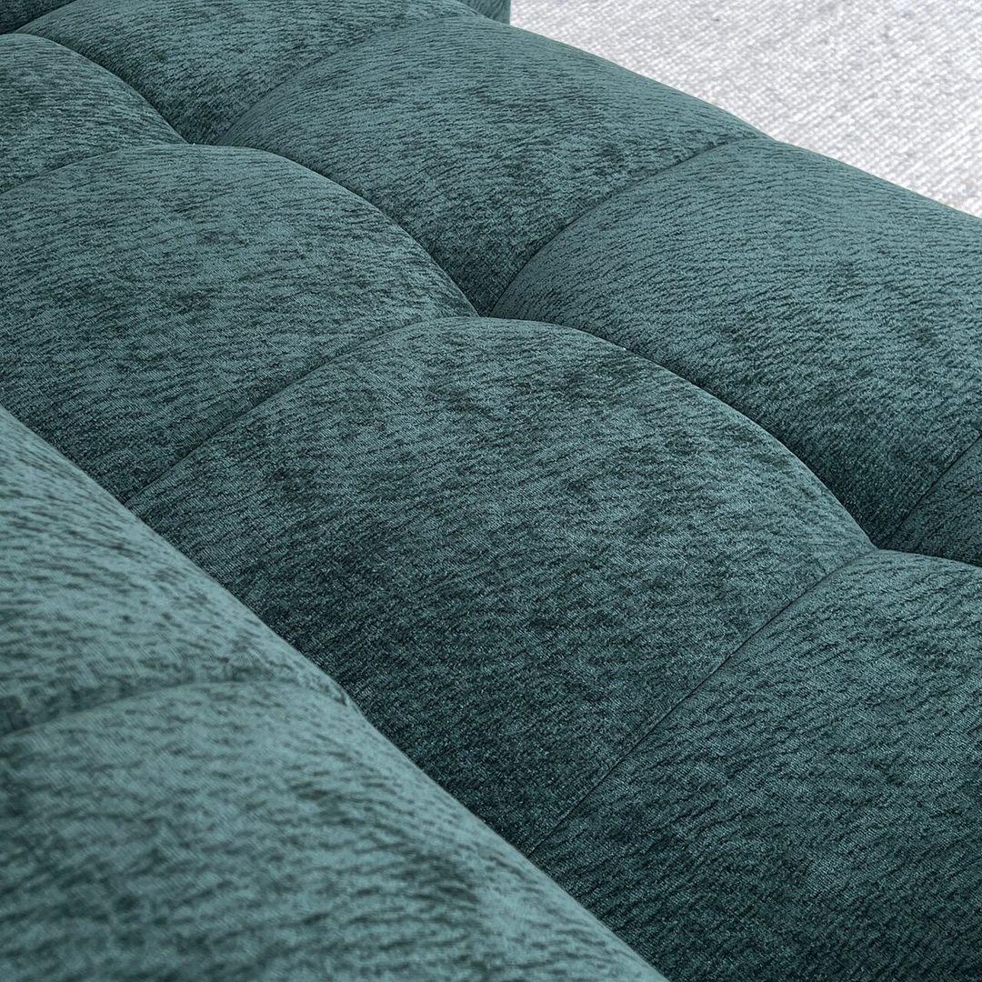 Handcrafted Kuba couch showing refined craftsmanship and fabric detail