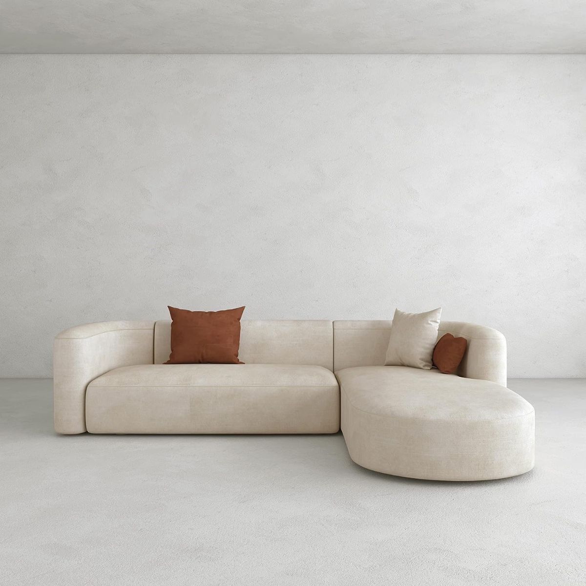 Close-up of the sophisticated round finish and upholstery of the Anat
