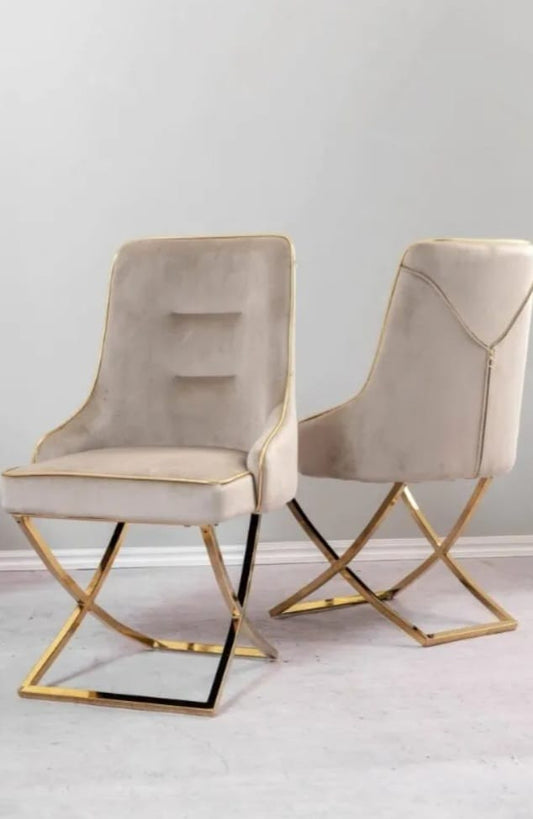 Zip Velvet Dining Chair - Gold Frame