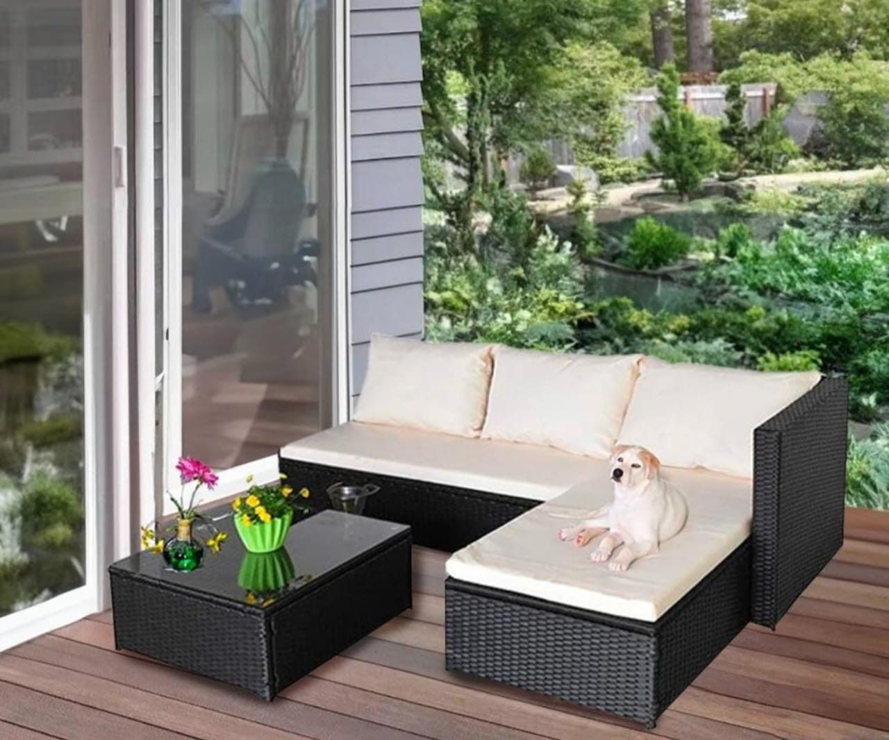 Rattan Outdoor L-Shape Couch set