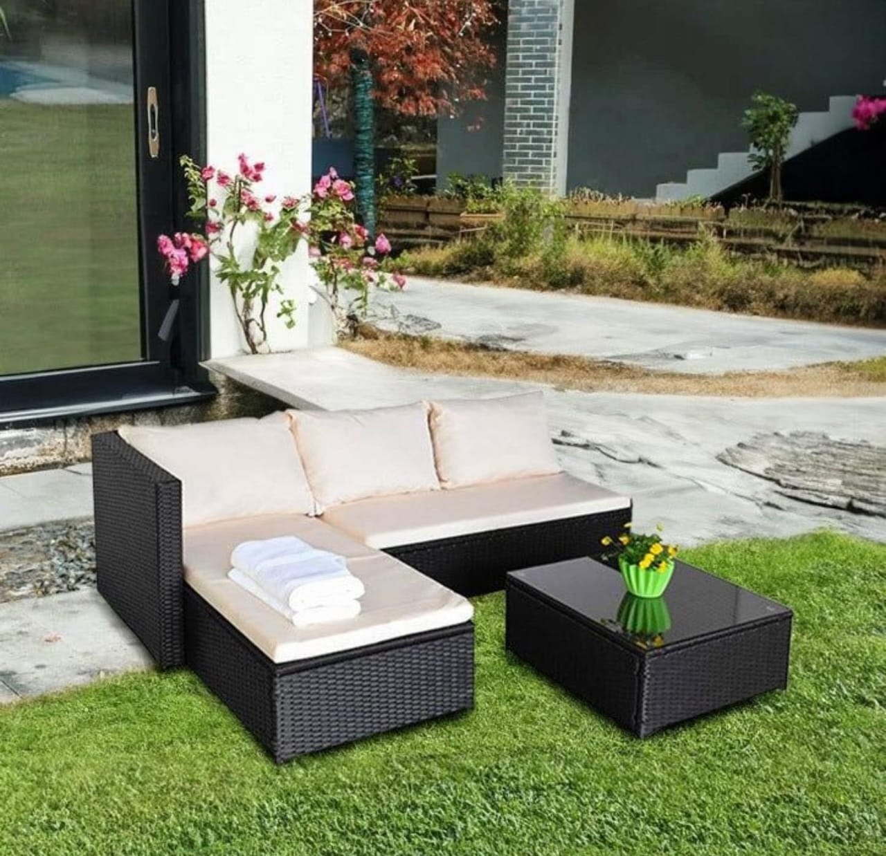 Rattan Outdoor L-Shape Couch set