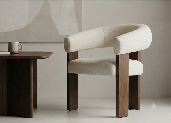 Modern Upholstered Accent Armchair with Wrap-Around Backrest