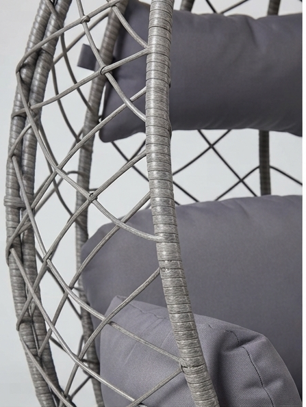 Modern Wicker Hanging Egg Chair with Stand & Cushions