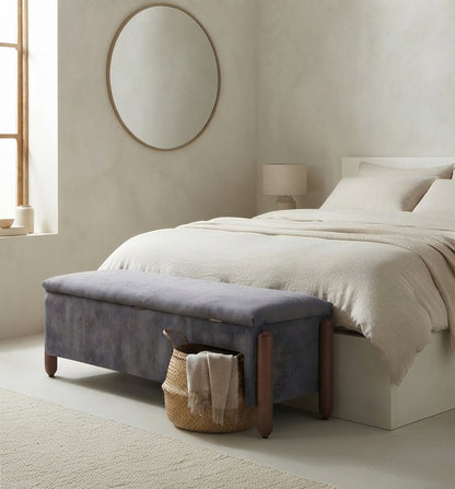 Modern Upholstered Storage Bench with Hydraulic Lift & Wooden Legs – view 2 – Santorini Store