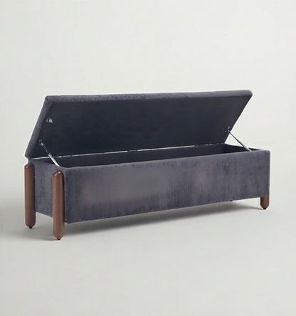 Modern Upholstered Storage Bench with Hydraulic Lift & Wooden Legs