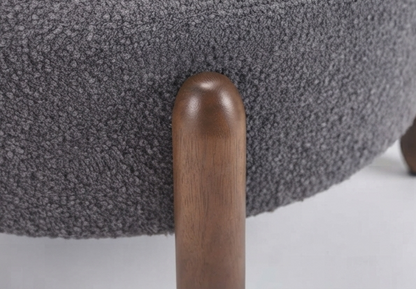 Modern Upholstered Round Ottoman with Unique Wooden Legs