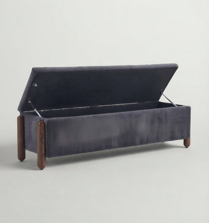 Modern Upholstered Storage Bench with Hydraulic Lift & Wooden Legs – view 3 – Santorini Store