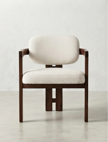 Modern Accent Chair with Curved Wooden Frame and Upholstered Cushion