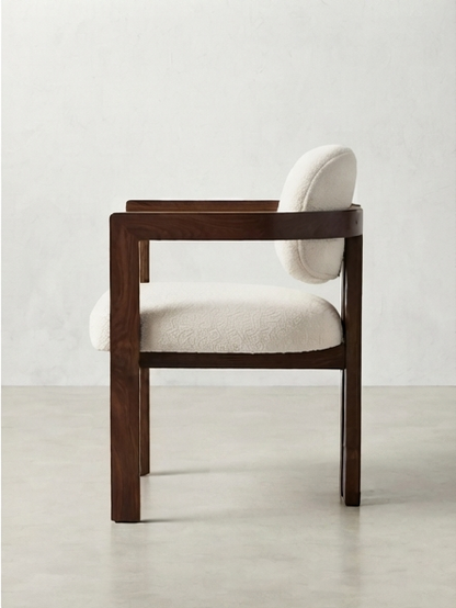 Modern Accent Chair with Curved Wooden Frame and Upholstered Cushion