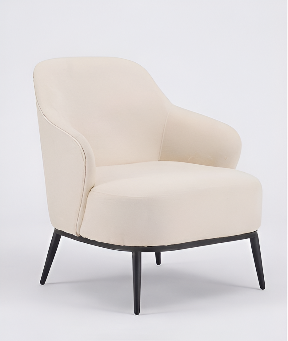 Modern Upholstered Accent Armchair with Slender Base – view 2 – Santorini Store