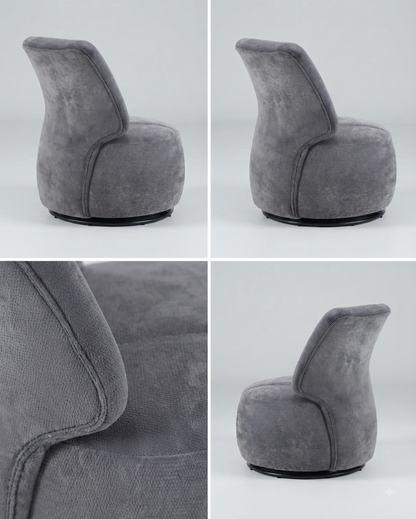 Modern Upholstered Swivel Accent Chair with Curved Backrest