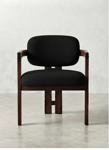 Modern Accent Chair with Curved Wooden Frame and Upholstered Cushion