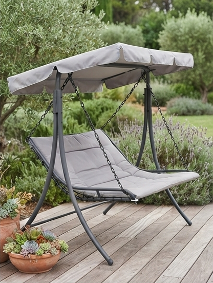 Modern Outdoor Canopy Swing with Adjustable Sunshade & Padded Cushion