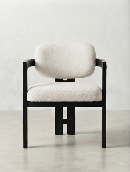 Modern Accent Chair with Curved Wooden Frame and Upholstered Cushion – view 7 – Santorini Store