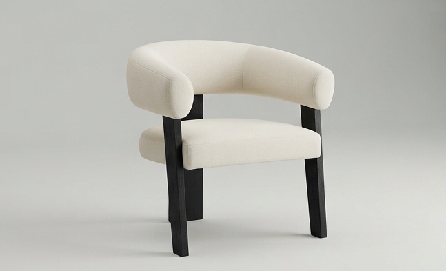 Modern Upholstered Accent Armchair with Wrap-Around Backrest