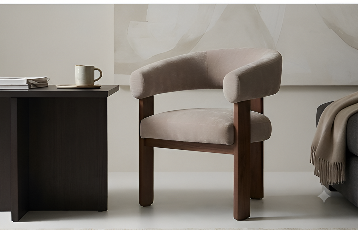 Modern Upholstered Accent Armchair with Wrap-Around Backrest – view 6 – Santorini Store