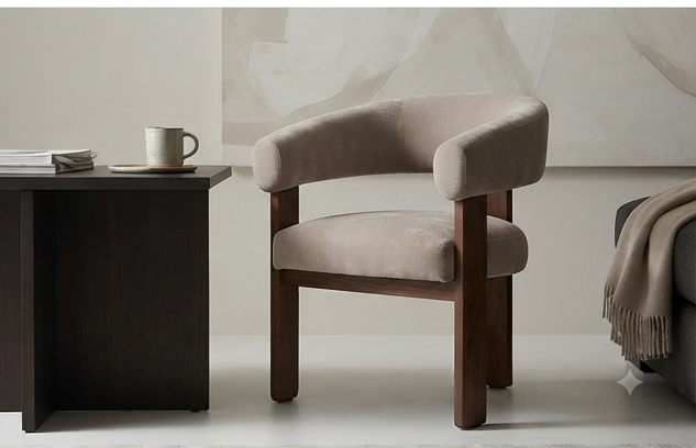 Modern Upholstered Accent Armchair with Wrap-Around Backrest