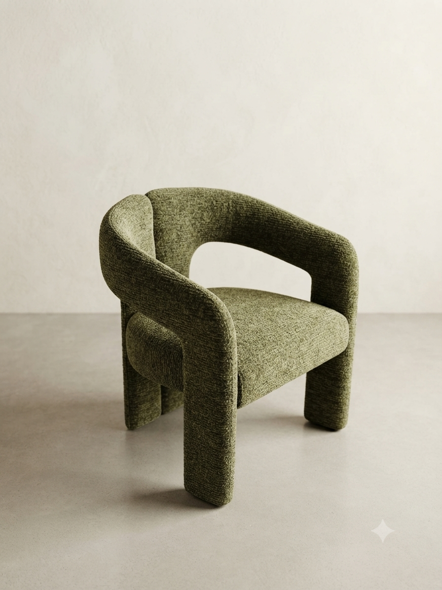 Modern Upholstered Accent Chair with Wrap-Around Backrest