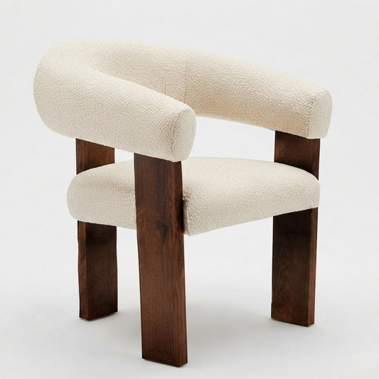 Modern Upholstered Accent Armchair with Wrap-Around Backrest