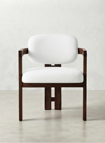 Modern Accent Chair with Curved Wooden Frame and Upholstered Cushion