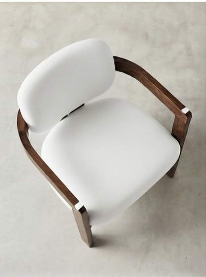 Modern Accent Chair with Curved Wooden Frame and Upholstered Cushion