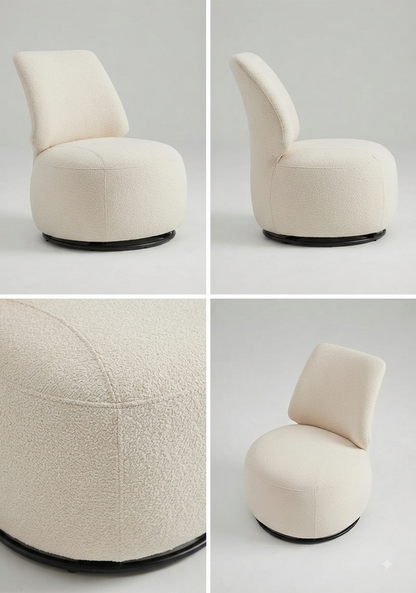 Modern Upholstered Swivel Accent Chair with Curved Backrest