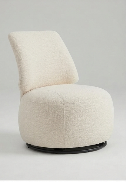 Modern Upholstered Swivel Accent Chair with Curved Backrest