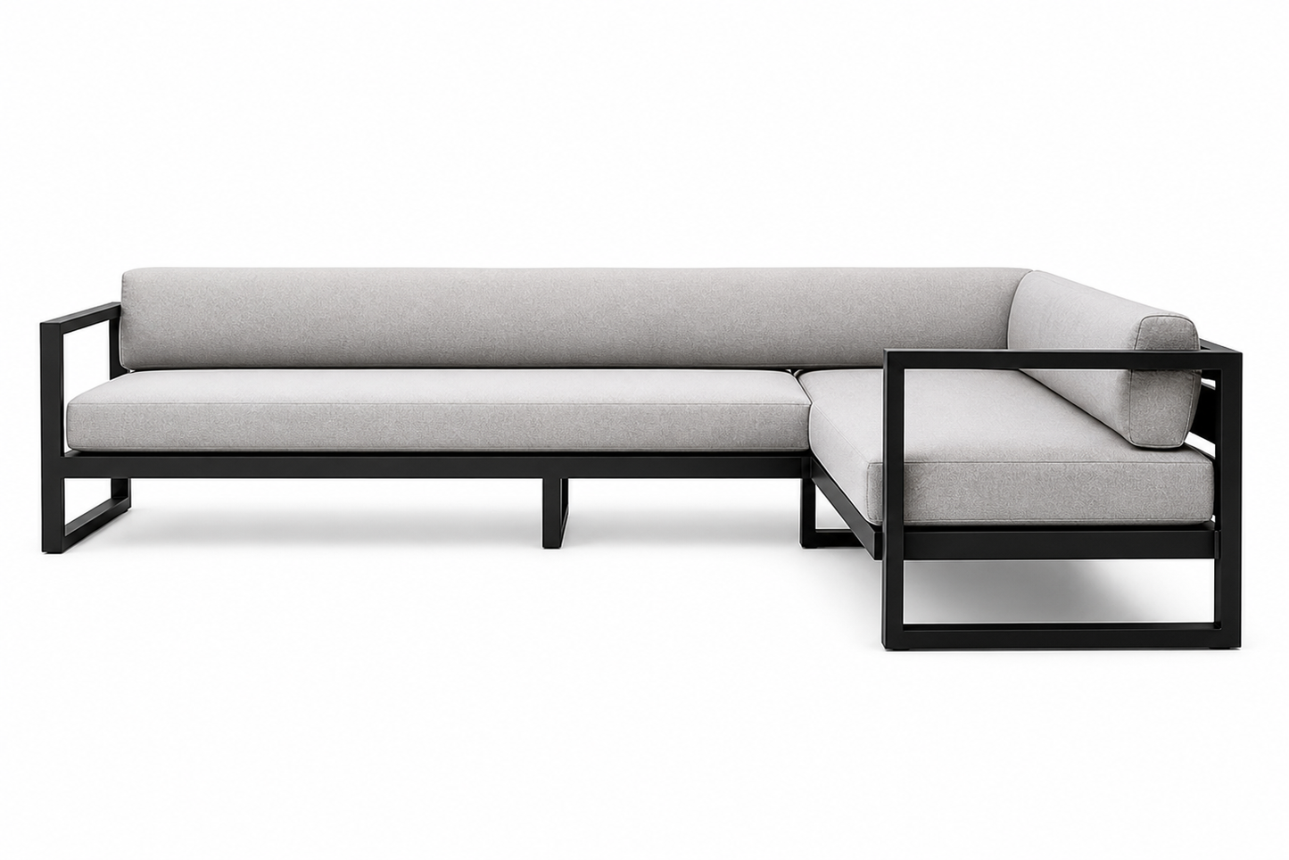 Luxury L-shaped patio sectional in a contemporary garden lounge setting