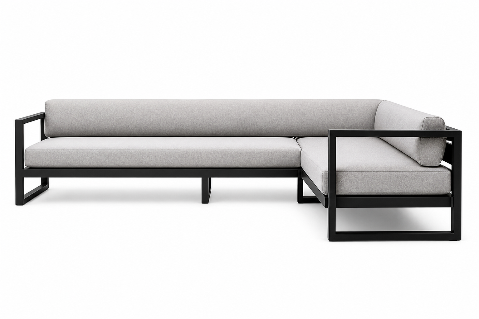 Luxury L-shaped patio sectional in a contemporary garden lounge setting