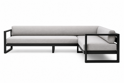 Luxury L-shaped patio sectional in a contemporary garden lounge setting
