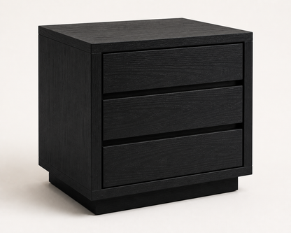 Modern Tabs pedestal with a natural wood grain finish and three drawers