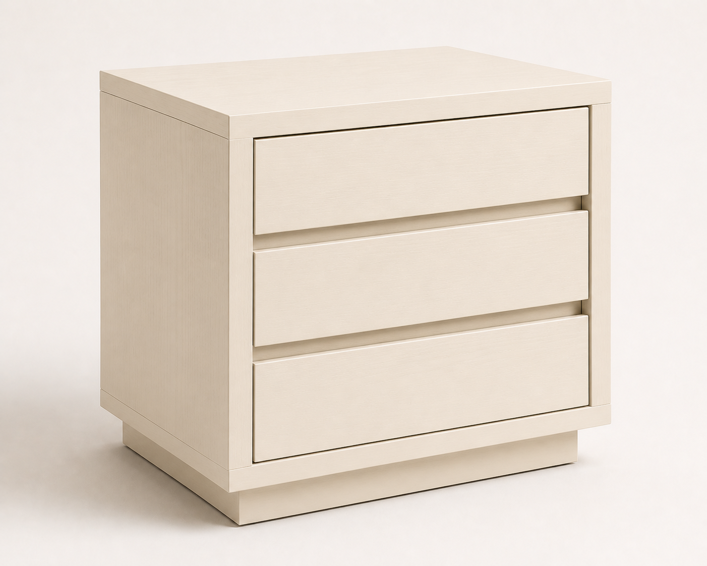 Handle-less wooden nightstand with a clean, contemporary silhouette