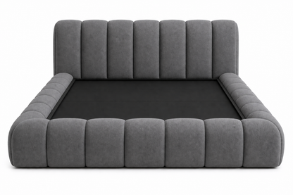 Handcrafted Teamo headboard and base for a cozy modern interior