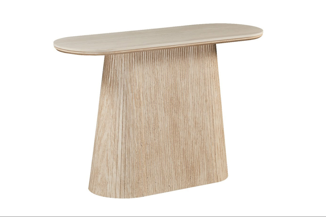 Modern Oval Console Table with Fluted Pedestal Base & Ceramic Top – 1200mm