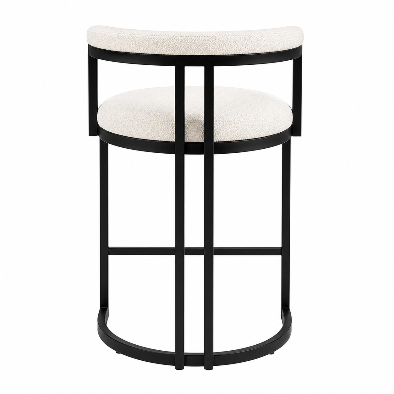 Luxury artisanal counter stool in a bright, contemporary kitchen setting