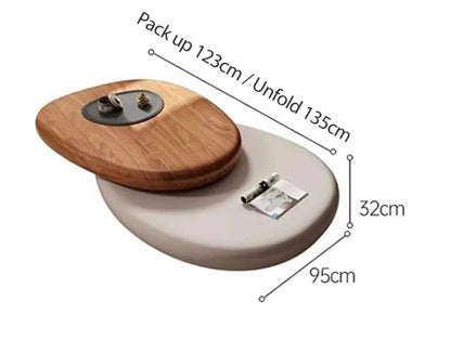 Rotating Oval Duo-Tone Coffee Table | Modern Extendable Swivel Centre Table