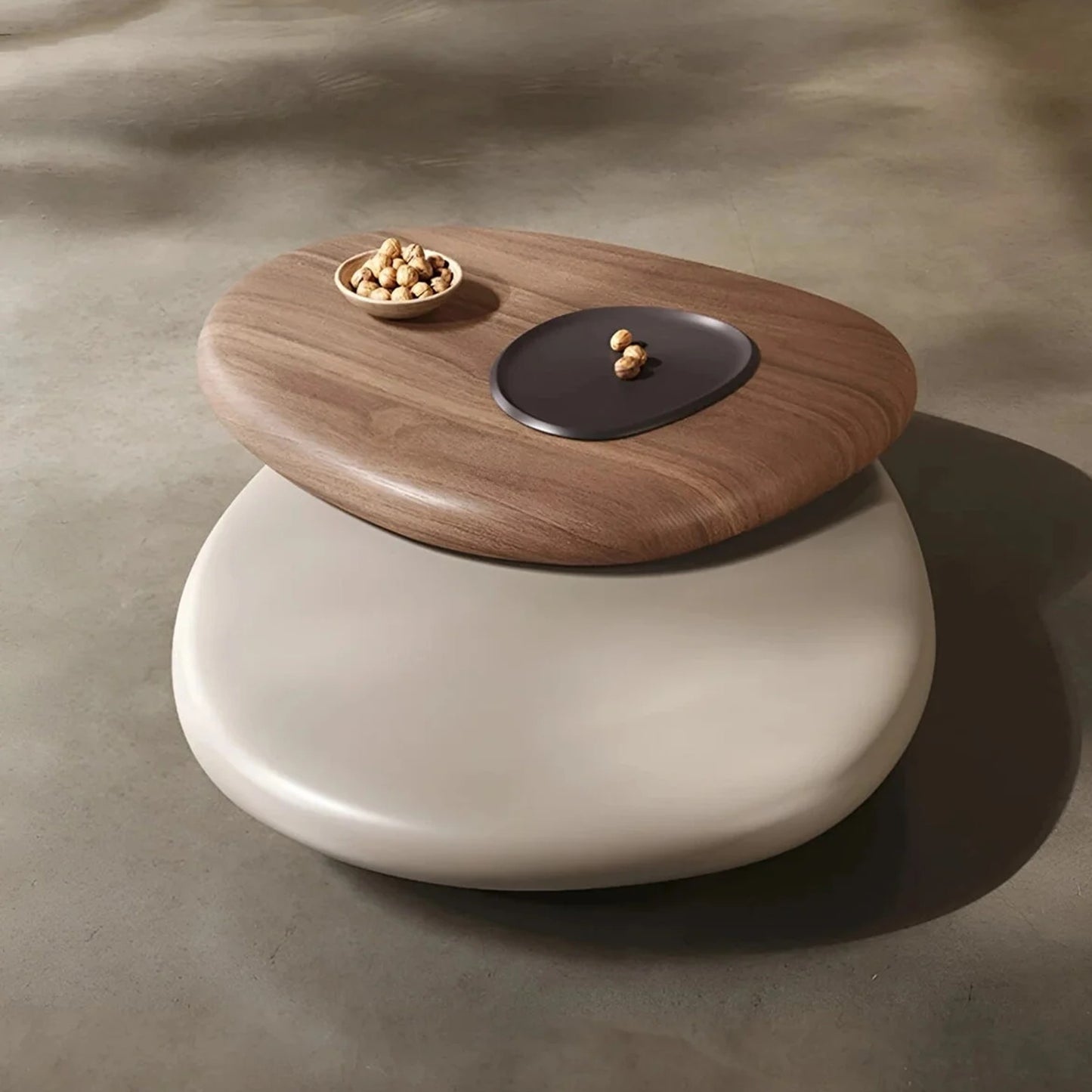 Rotating Oval Duo-Tone Coffee Table | Modern Extendable Swivel Centre Table