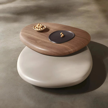 Rotating Oval Duo-Tone Coffee Table | Modern Extendable Swivel Centre Table