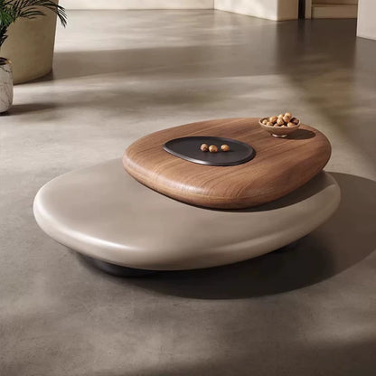 Rotating Oval Duo-Tone Coffee Table | Modern Extendable Swivel Centre Table