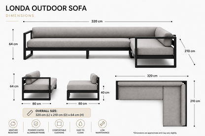 Bespoke designer outdoor lounge set designed for high-end residential patios