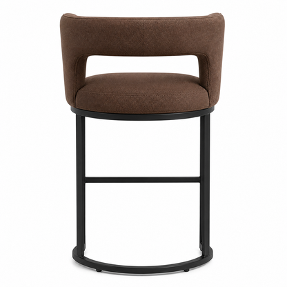 Handcrafted stool showing the smooth fabric finish and durable steel structure