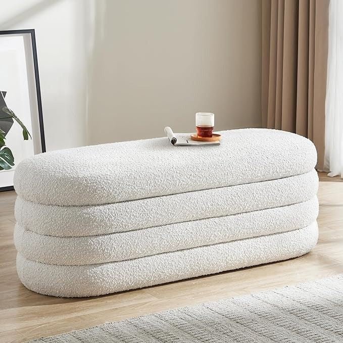 Modern BFD storage ottoman with premium artisanal upholstery